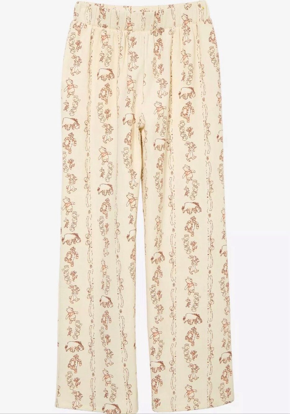 Disney Winnie the Pooh Characters Allover Print Waffle Knit Wide Leg Pants Size